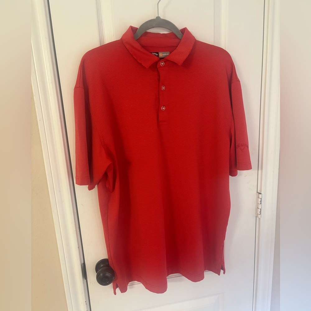 Men’s Callaway Golf Large Vibrant‎ Red Lighweight Polo Shirt Summer Atheisure